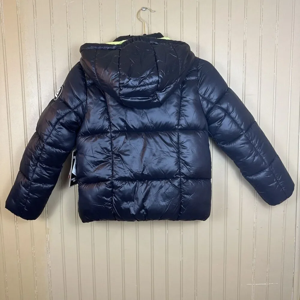 Reebok Girls/Boys Black LIME Puffer Coat Jacket Removable Inner Layer Size 7/8